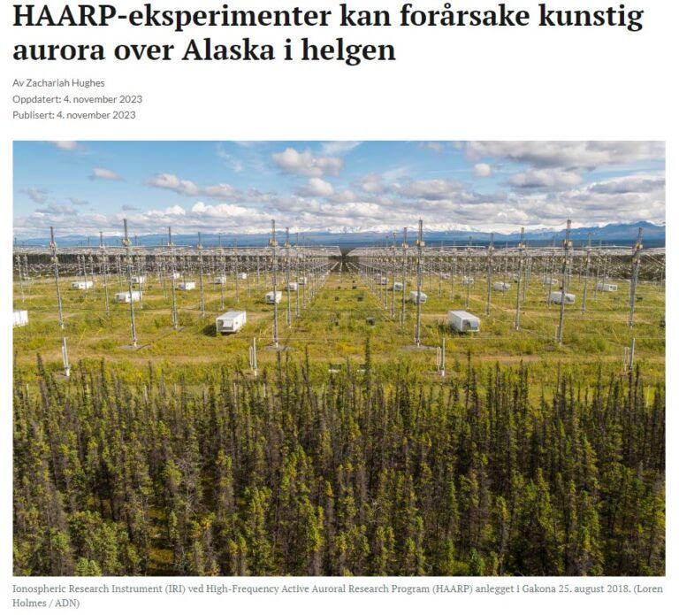 HAARP-eksperimenter kan forårsake kunstig aurora over Alaska i helgen…Anchorage Daily News.