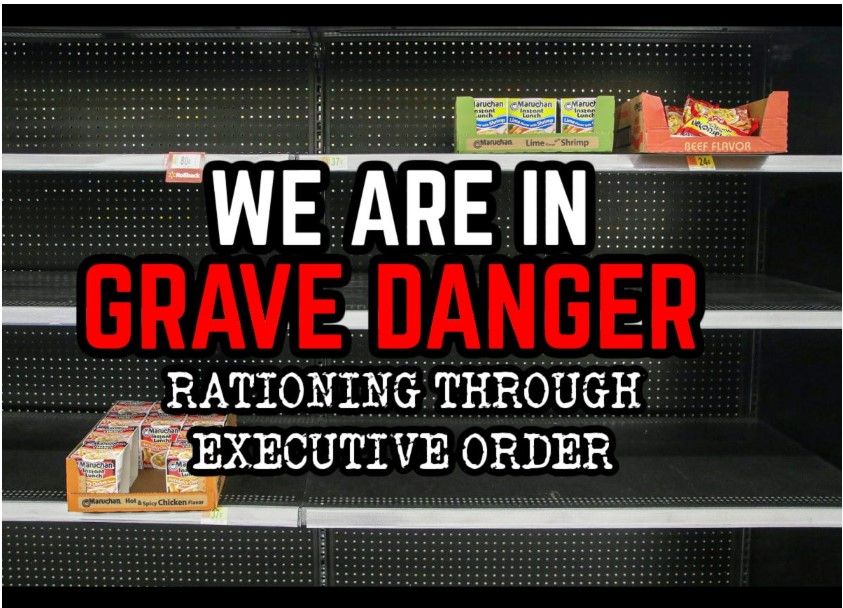 Vi er i GRAVE FARE! MAT & GAS-RASJONERING Gjennom utøvende ordrer: Sjokkerende TERRIFYING We are in GRAVE DANGER! FOOD & GAS RATIONING Through Executive Orders: Shockingly TERRIFYING